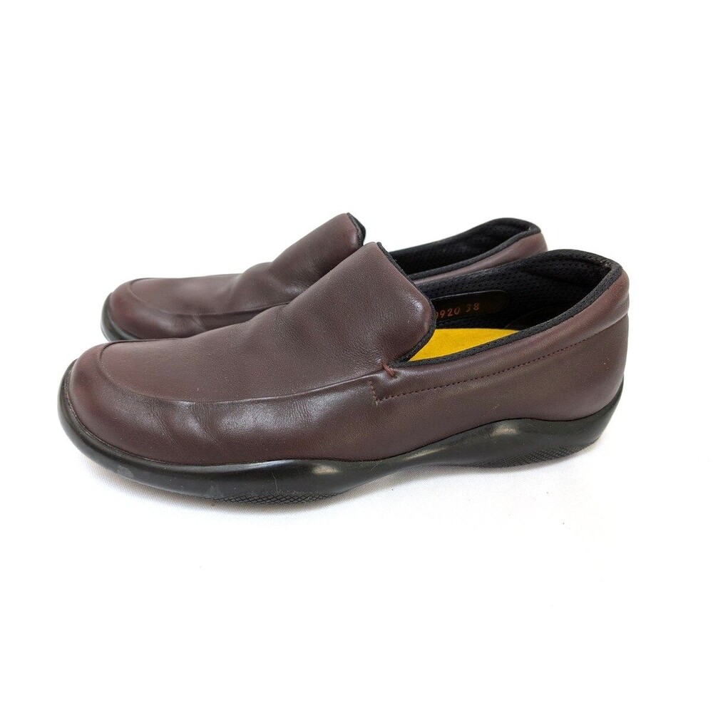 Vintage Prada Sport Leather Slip On Shoes Women’s Size 38 Burgundy Burgundy